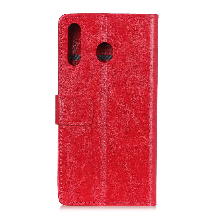 Crazy Horse Leather Wallet Case for Motorola One Macro / Moto G8 Play - Red-2