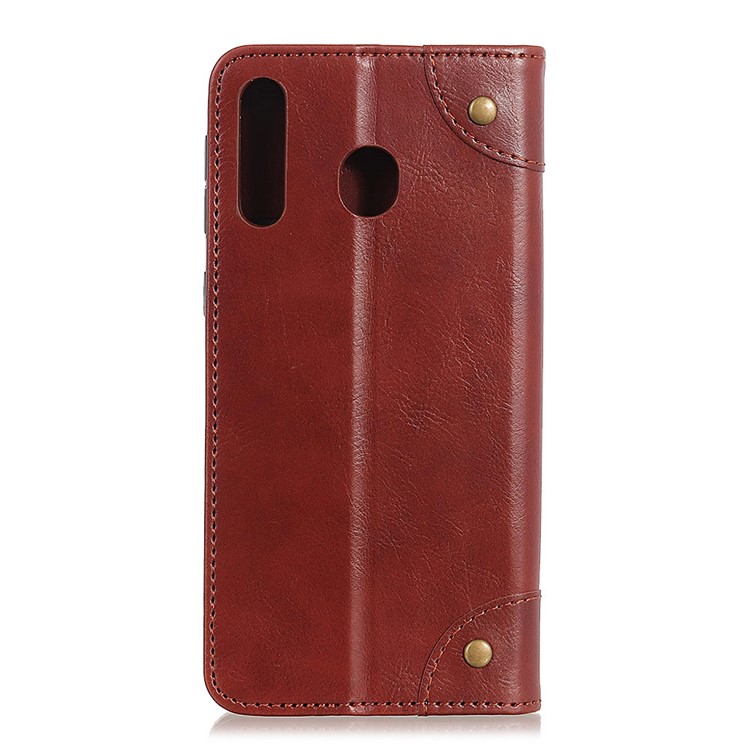 Crazy Horse Auto-absorbed Split Leather Wallet Case for Motorola One Macro / Moto G8 Play - Brown-3