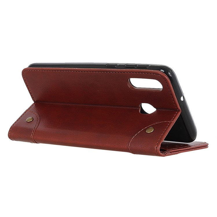 Crazy Horse Auto-absorbed Split Leather Wallet Case for Motorola One Macro / Moto G8 Play - Brown-4
