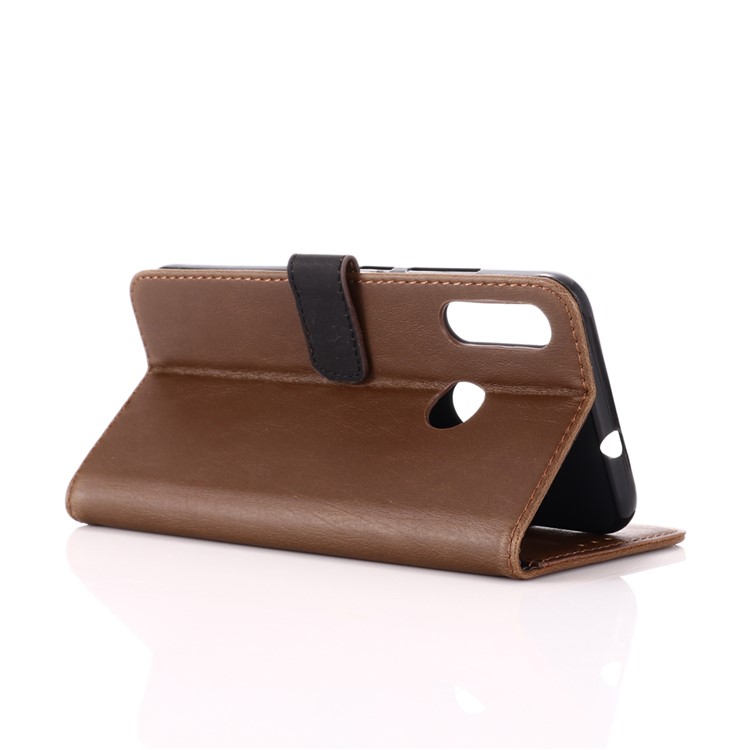 Crazy Horse Texture Leather Wallet Stand Case for Motorola Moto E6 Plus - Coffee-7