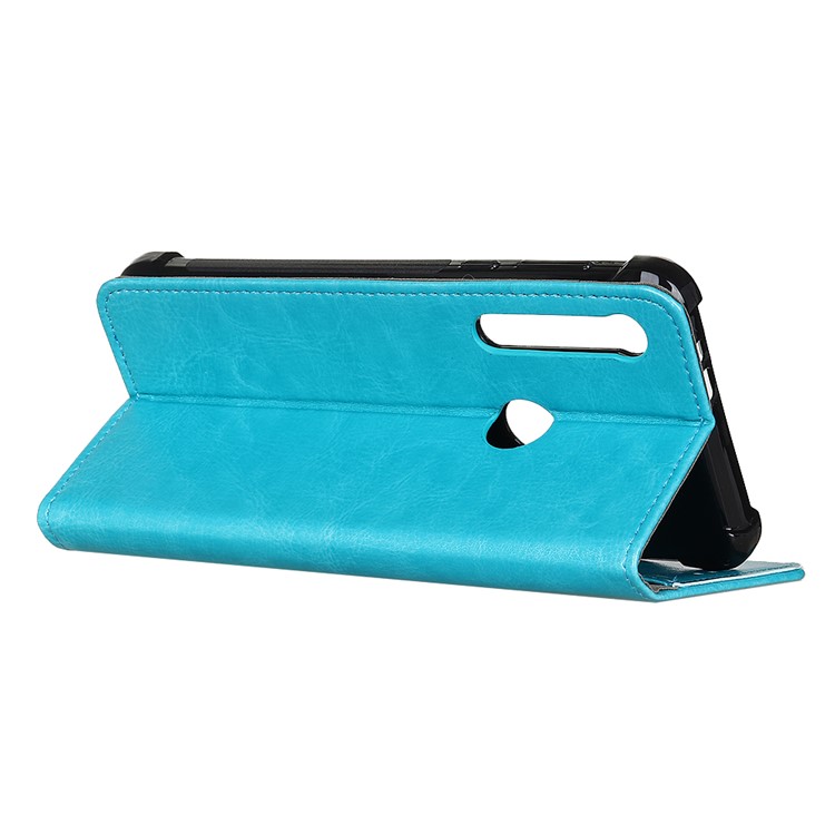 Crazy Horse Leather Wallet Case for Motorola One Macro / Moto G8 Play - Blue-11