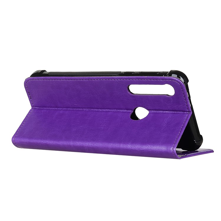 Crazy Horse Leather Wallet Case for Motorola One Macro / Moto G8 Play - Purple-11