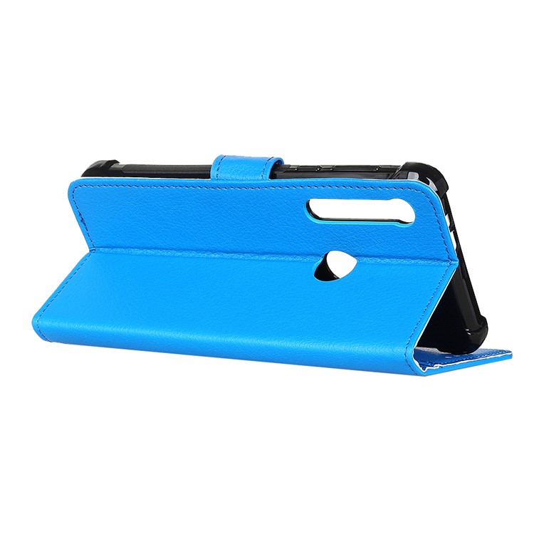 Litchi Skin Wallet Leather Stand Case for Motorola One Macro / Moto G8 Play - Blue-11