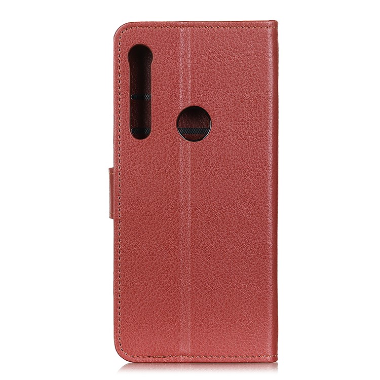 Litchi Skin Wallet Leather Stand Case for Motorola One Macro / Moto G8 Play - Brown-10