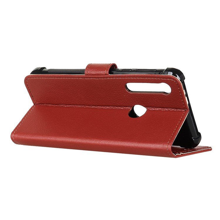 Litchi Skin Wallet Leather Stand Case for Motorola One Macro / Moto G8 Play - Brown-11
