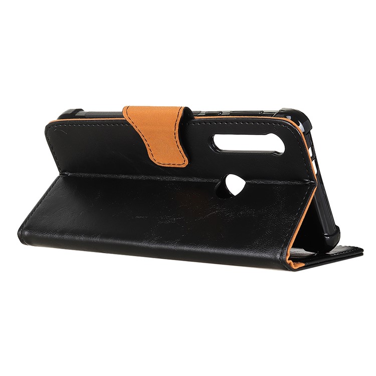 Crazy Horse Split Leather Flip Cover Wallet Stand for Motorola Moto G8 Play - Black-4
