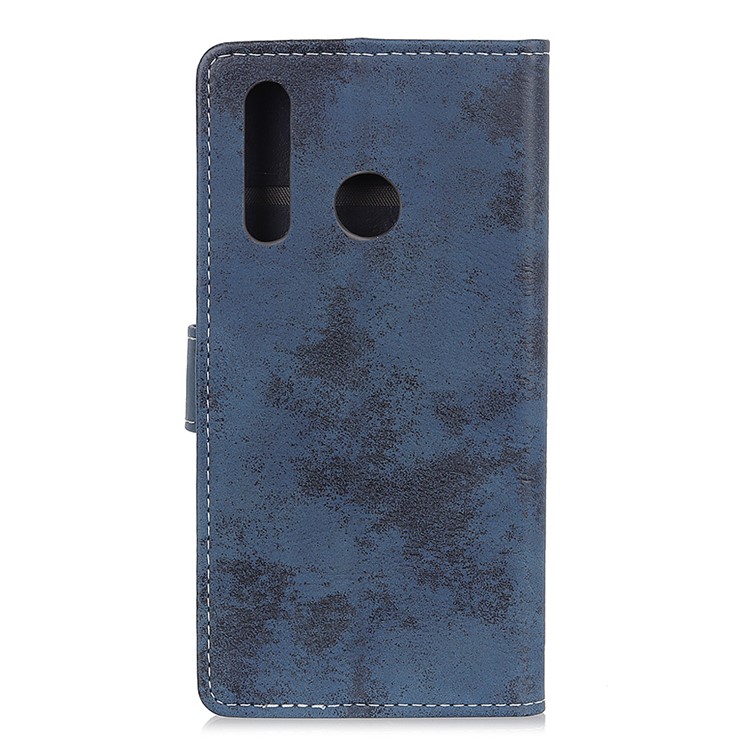 Vintage Style Leather Wallet Protection Phone Casing for Motorola One Macro - Blue-3