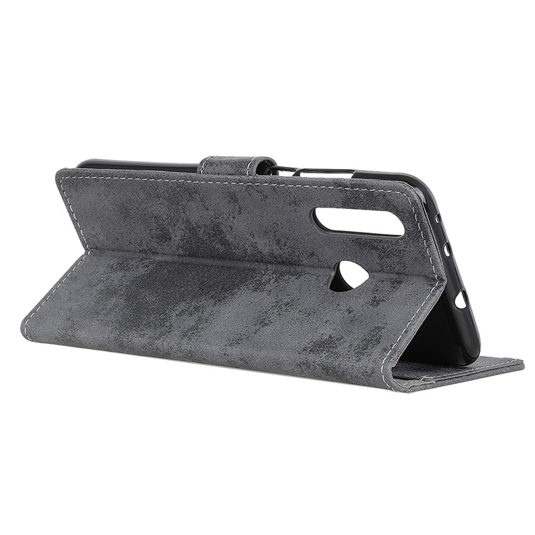 Vintage Style Leather Wallet Protection Phone Casing for Motorola One Macro - Grey-5