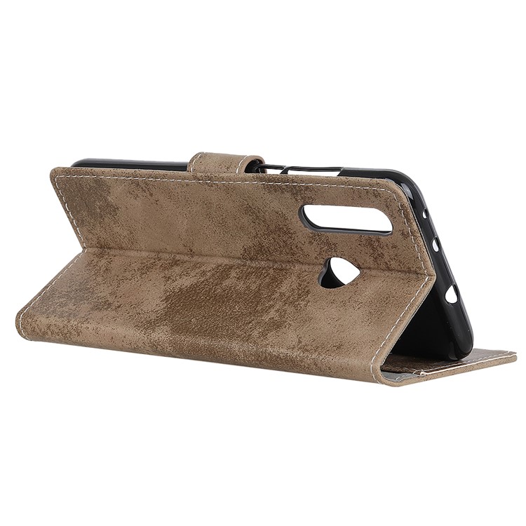 Vintage Style Leather Wallet Protection Phone Casing for Motorola One Macro - Khaki-11