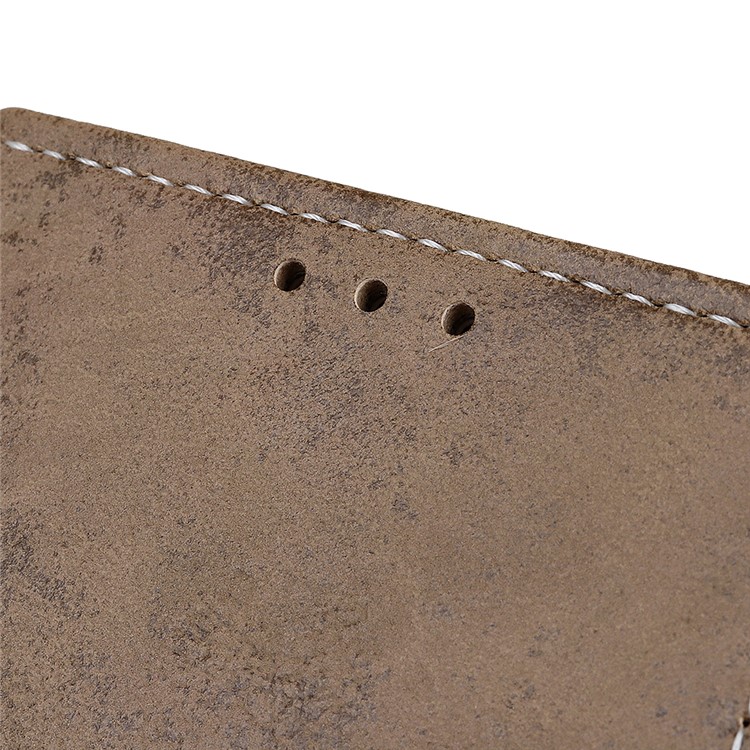 Vintage Style Leather Wallet Protection Phone Casing for Motorola One Macro - Khaki-2
