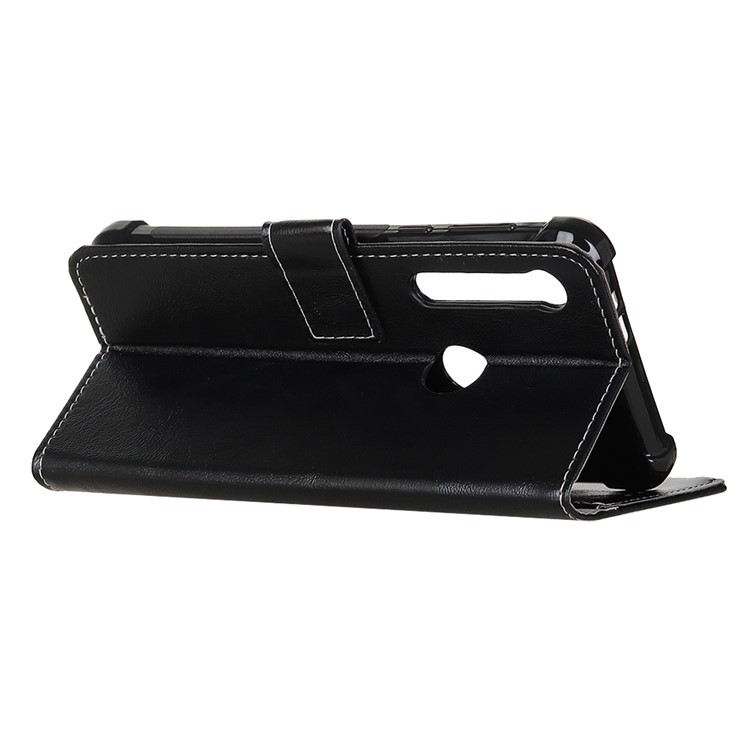 Crazy Horse Skin Retro Leather Wallet Stand Casing Cover for Motorola One Macro/Moto G8 Play - Black-4