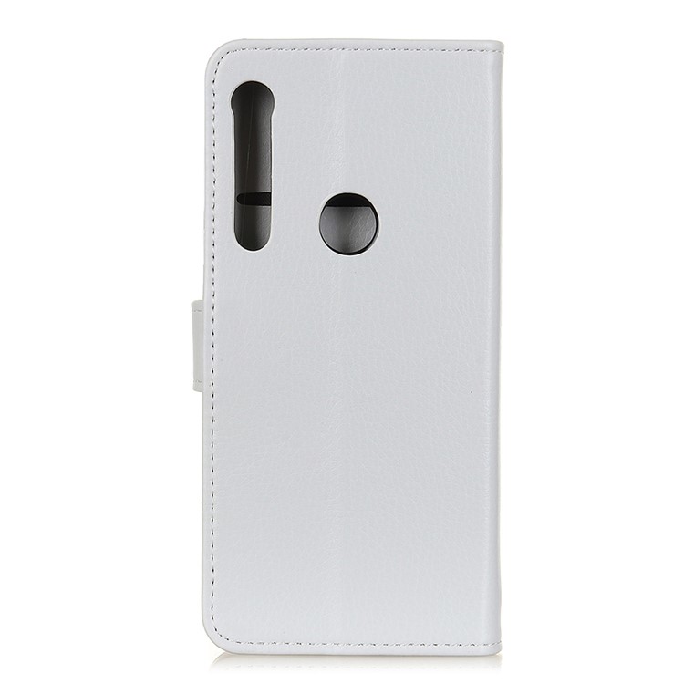 Litchi Skin Texture Leather Cover with Wallet Stand for Motorola One Macro / Moto G8 Play - White-3