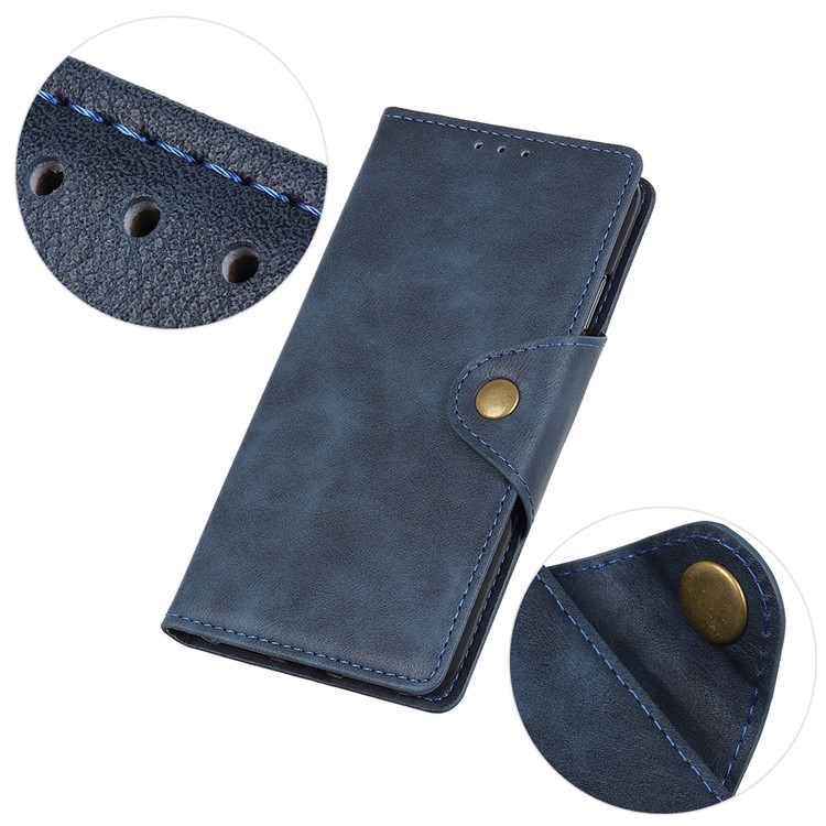 Leather Wallet 3-Card Holder Phone Case for Motorola Moto G8 Play/One Macro - Blue-7