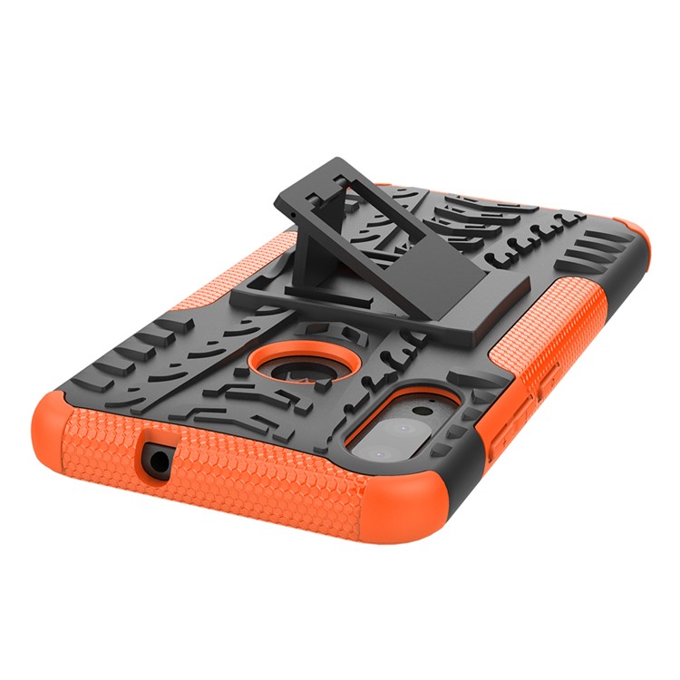 PC Anti-slip Combo Combo Con Kickstand Para Motorola Moto E6 Plus - Naranja