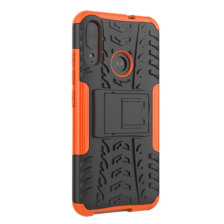 Anti-slip PC + TPU Combo Case with Kickstand for Motorola Moto E6 Plus - Orange-18