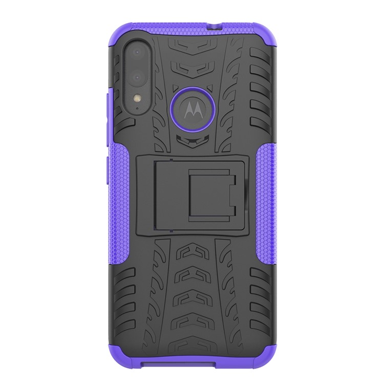 Anti-slip PC + TPU Combo Case with Kickstand for Motorola Moto E6 Plus - Purple-4