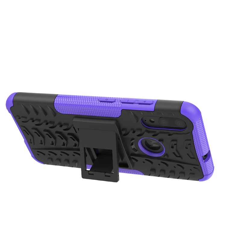 Anti-slip PC + TPU Combo Case with Kickstand for Motorola Moto E6 Plus - Purple-6