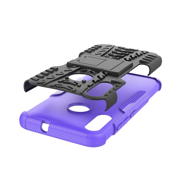 Anti-slip PC + TPU Combo Case with Kickstand for Motorola Moto E6 Plus - Purple-7
