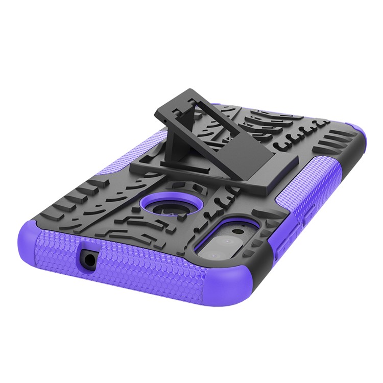 Anti-slip PC + TPU Combo Case with Kickstand for Motorola Moto E6 Plus - Purple-8