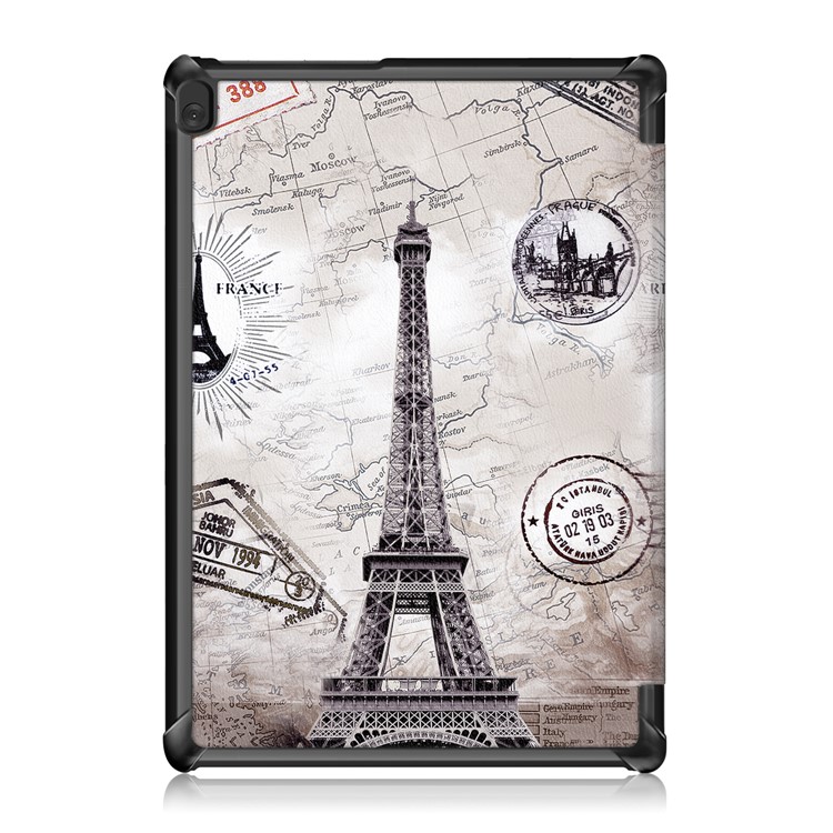 Pattern Printing Tri-fold Leather Tablet Cover for Lenovo Tab M10 TB-X605F/TB-X505 - Tower-3