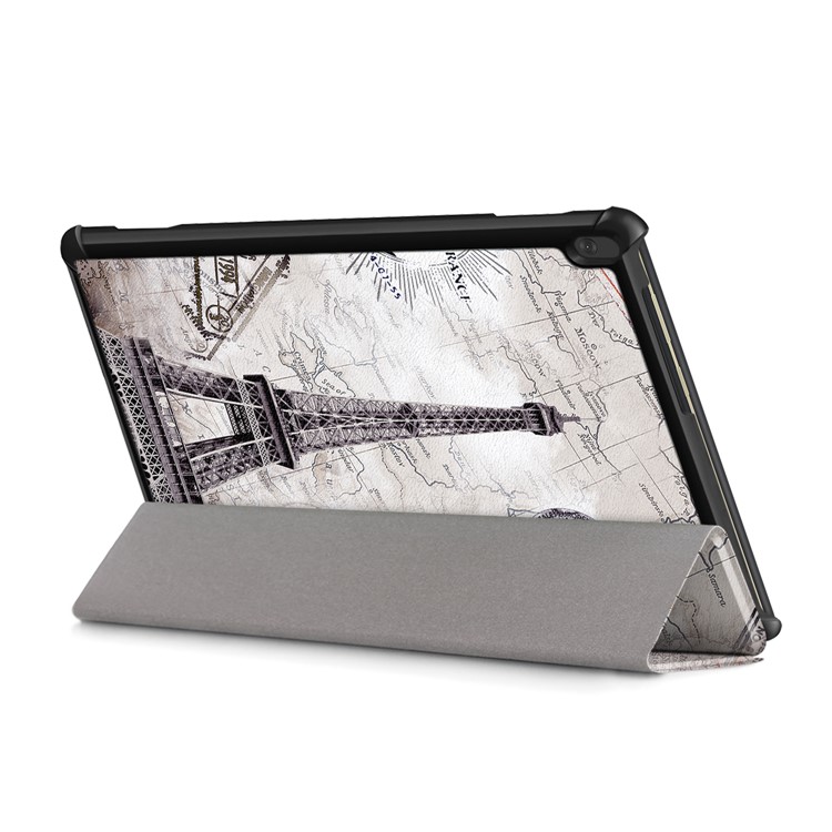 Pattern Printing Tri-fold Leather Tablet Cover for Lenovo Tab M10 TB-X605F/TB-X505 - Tower-6
