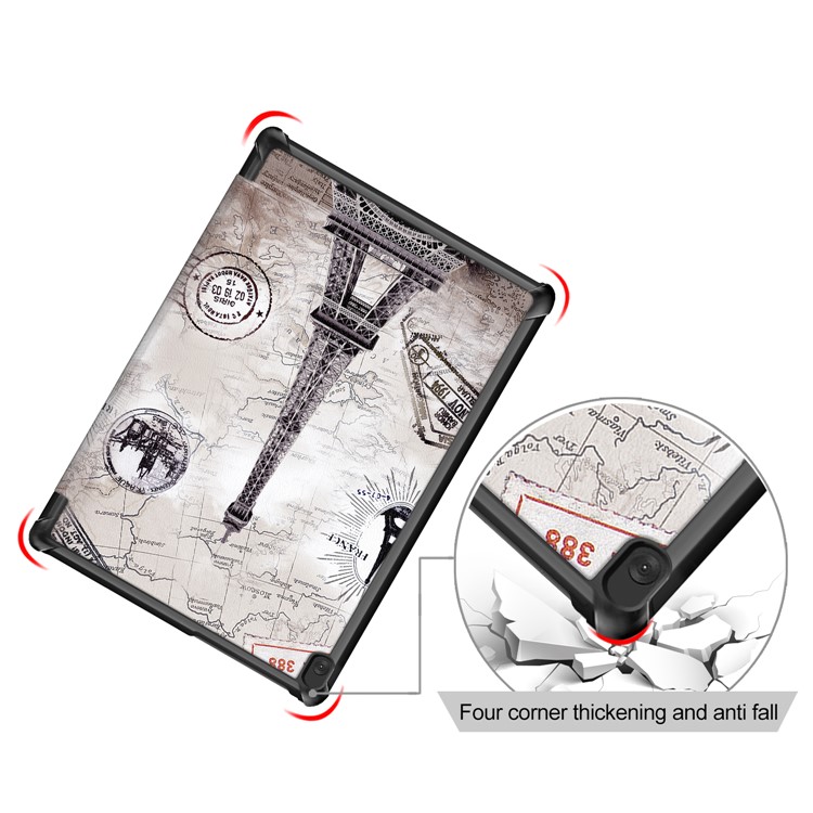Pattern Printing Tri-fold Leather Tablet Cover for Lenovo Tab M10 TB-X605F/TB-X505 - Tower-8