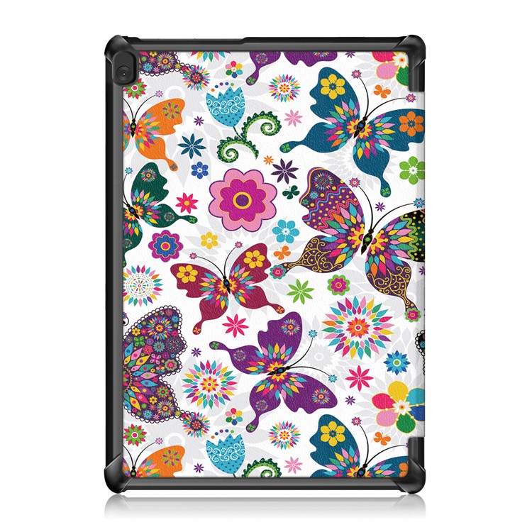 Pattern Printing Tri-fold Leather Tablet Cover for Lenovo Tab M10 TB-X605F/TB-X505 - Butterfly-3