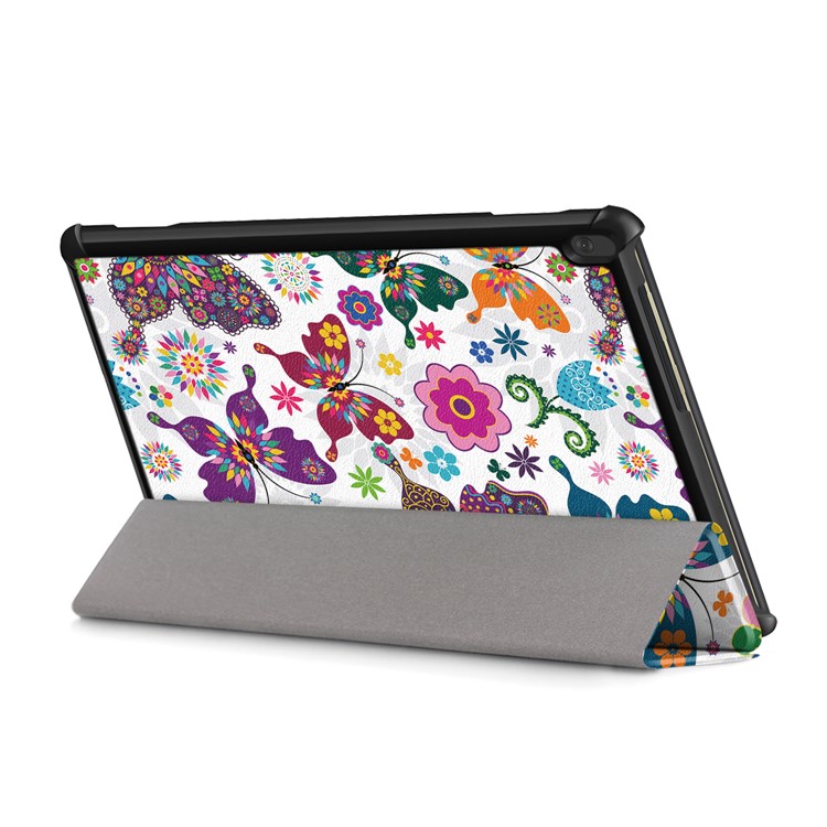 Pattern Printing Tri-fold Leather Tablet Cover for Lenovo Tab M10 TB-X605F/TB-X505 - Butterfly-6