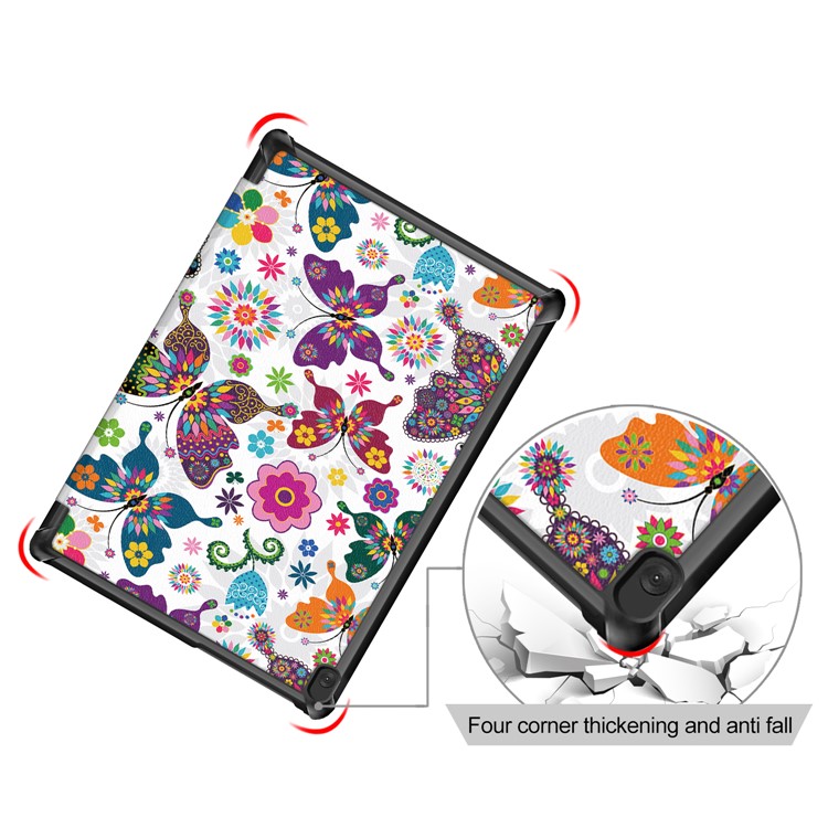 Pattern Printing Tri-fold Leather Tablet Cover for Lenovo Tab M10 TB-X605F/TB-X505 - Butterfly-8