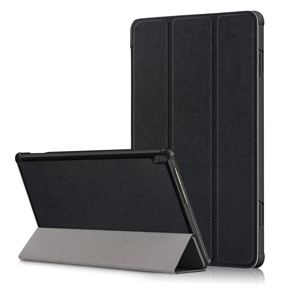 Tri-Fold Stand Leder Smart Auto Weck-up/sleep Case Für Lenovo Tab M10 TB-X605F/TB-X505 - Schwarz