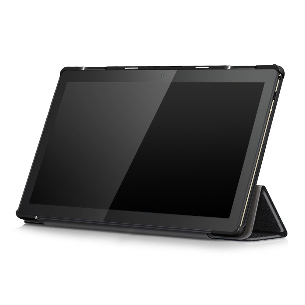 Tri-Fold Stand Leather Smart Auto Auto Case / Sommeil Pour Lenovo Tab M10 Tb-x605f / Tb-x505 - le Noir