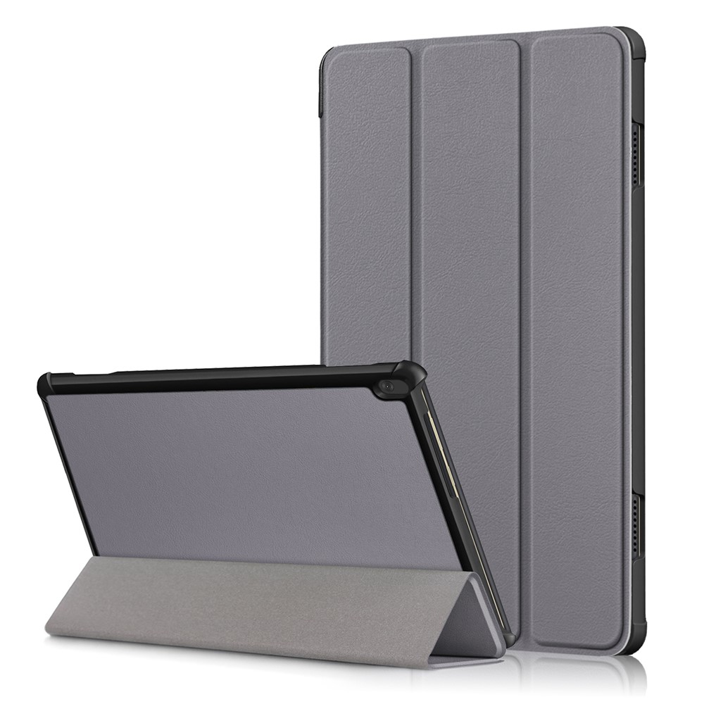 Tri-fold Stand Leather Smart Case for Lenovo Tab M10 TB-X605F/TB-X505 - Grey-1
