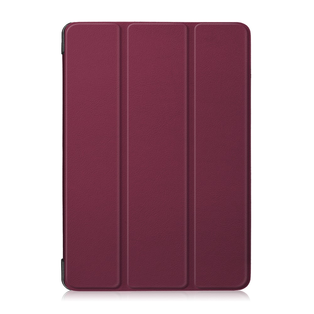 Tri-Fold Stand Leather Smart Automotor/sleep Case Para Lenovo Tab M10 TB-X605F/TB-X505 - Vinho Vermelho