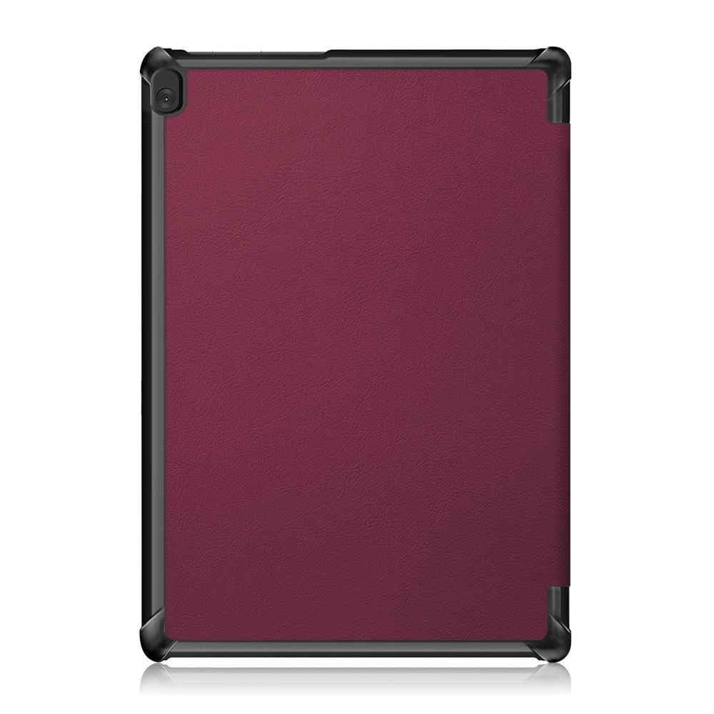 Tri-Fold Stand Leather Smart Auto Auto Case / Sommeil Pour Lenovo Tab M10 Tb-x605f / Tb-x505 - Vin Rouge