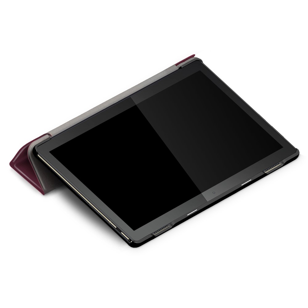 Tri-fold Stand Leather Smart Case for Lenovo Tab M10 TB-X605F/TB-X505 - Wine Red-7