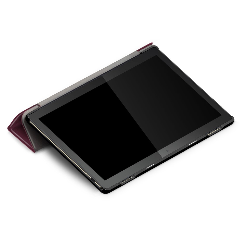 Три-разгоночная Кожа Smart Auto Wake-Up/Sleep Case Для Lenovo Tab M10 TB-X605F/TB-X505 - Красное Вино