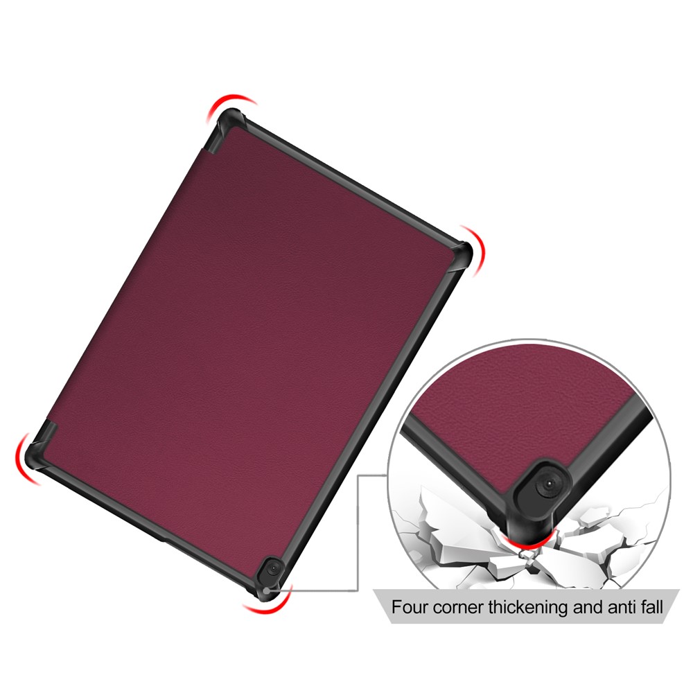 Tri-Fold Stand in Pelle Smart Auto Wake-Up/Sleep Case Per Lenovo Tab M10 TB-X605F/TB-X505 - Vino Rosso