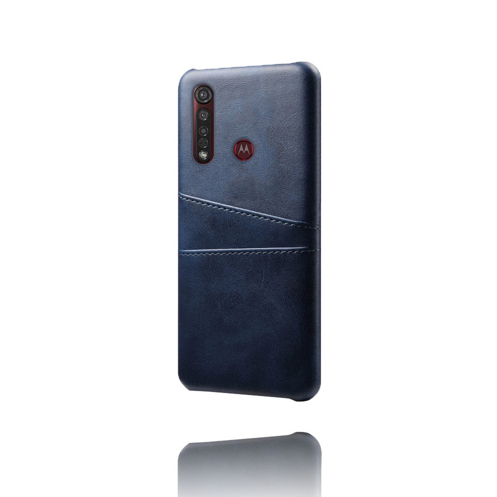 KSQ Double Card Slots PU Leather Coated Hard PC Case for Motorola Moto G8 Plus - Dark Blue-2