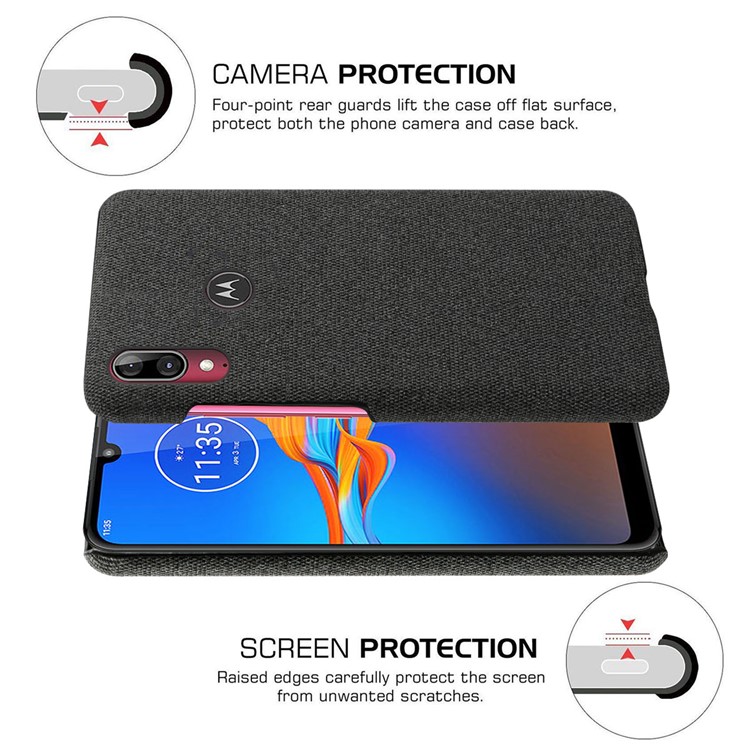KSQ Cloth + PC Mobile Protective Phone Case Cover for Motorola Moto E6 Plus - Black-5