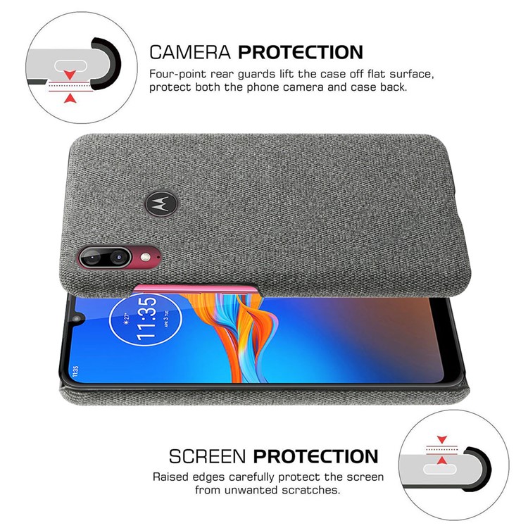 KSQ Cloth + PC Mobile Protective Phone Case Cover for Motorola Moto E6 Plus - Dark Grey-5