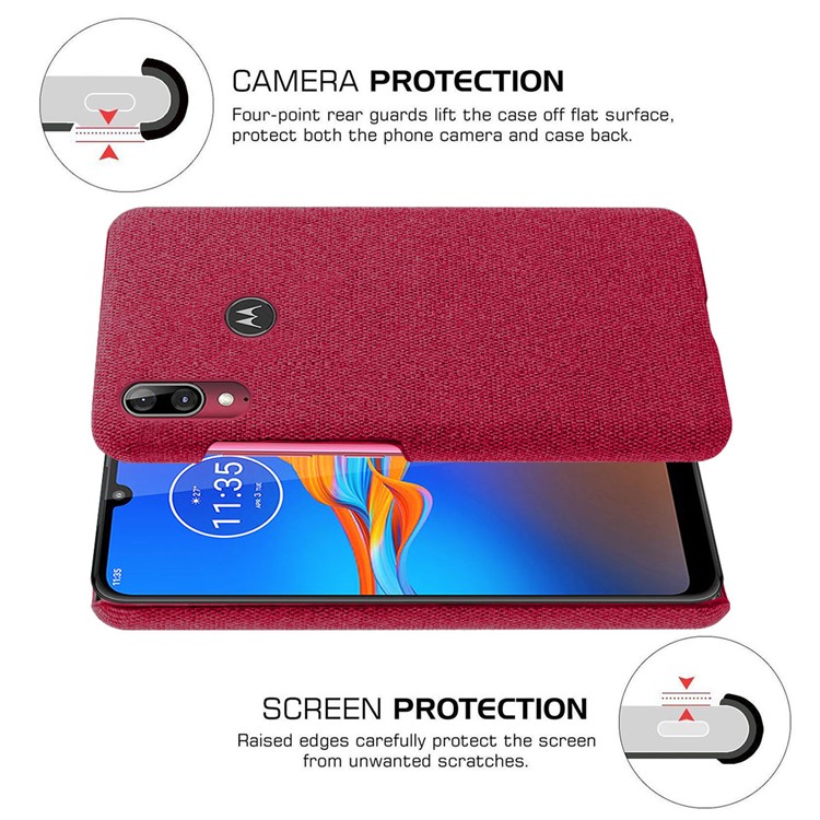KSQ Cloth + PC Mobile Protective Phone Case Cover for Motorola Moto E6 Plus - Red-5