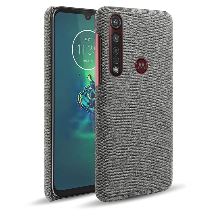 KSQ Pure Color Cloth + PC Mobile Phone Case Cover for Motorola Moto G8 Plus - Dark Grey-1