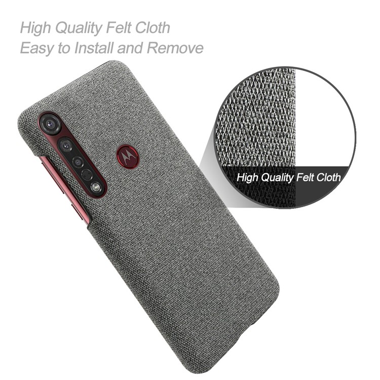 KSQ Pure Color Cloth + PC Mobile Phone Case Cover for Motorola Moto G8 Plus - Dark Grey-4