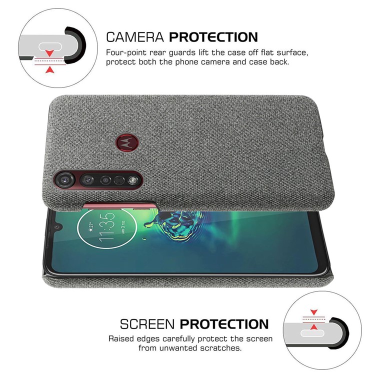 KSQ Pure Color Cloth + PC Mobile Phone Case Cover for Motorola Moto G8 Plus - Dark Grey-5