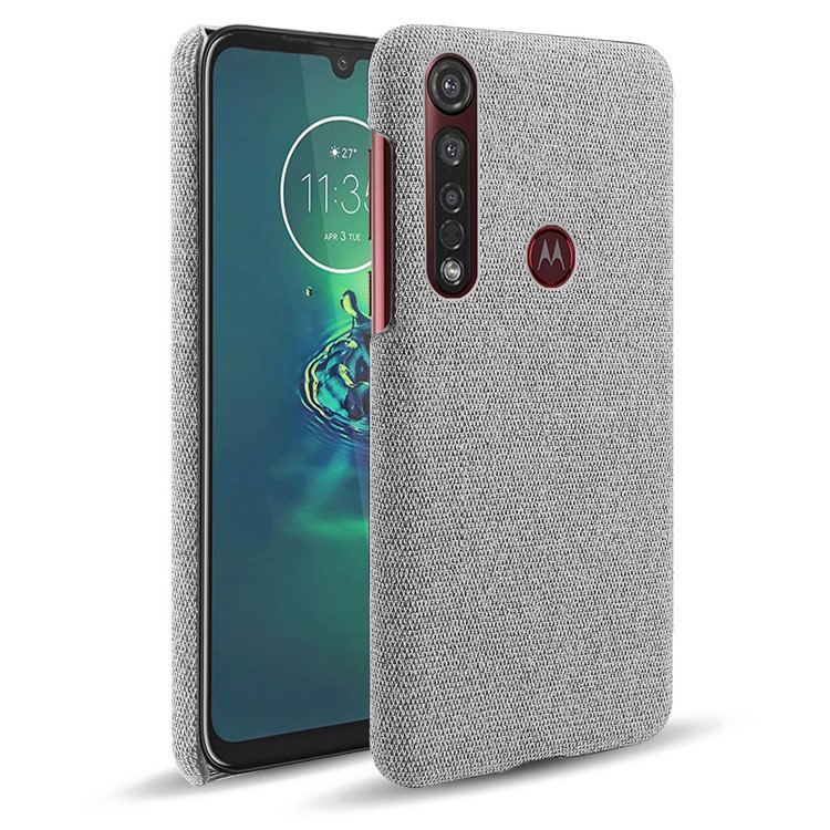 KSQ Pure Color Cloth + PC Mobile Phone Case Cover for Motorola Moto G8 Plus - Light Grey-1
