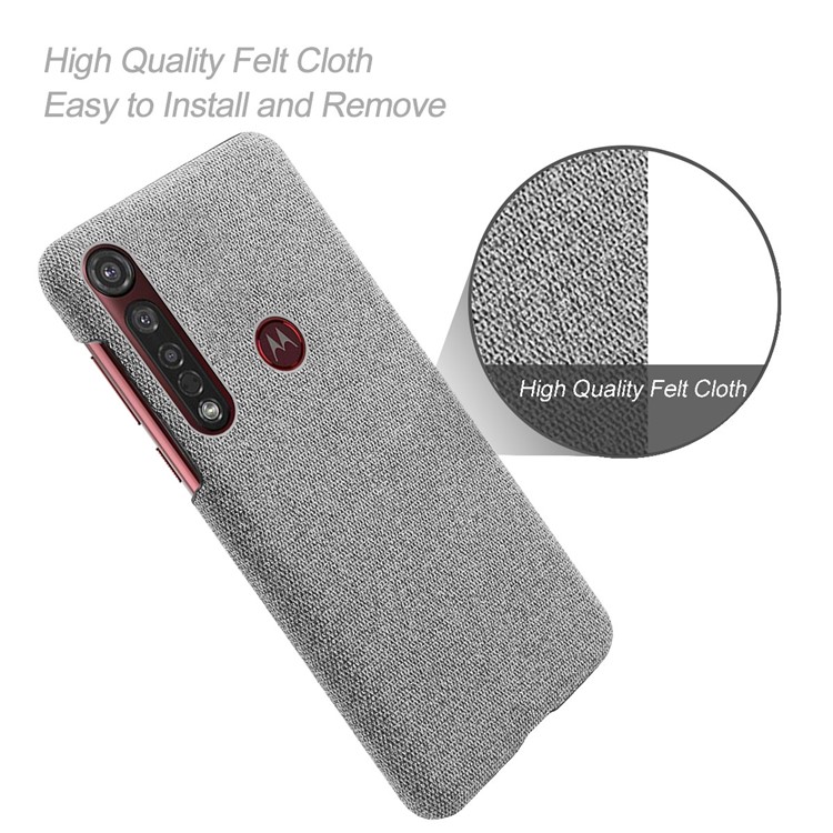 KSQ Pure Color Cloth + PC Mobile Phone Case Cover for Motorola Moto G8 Plus - Light Grey-4