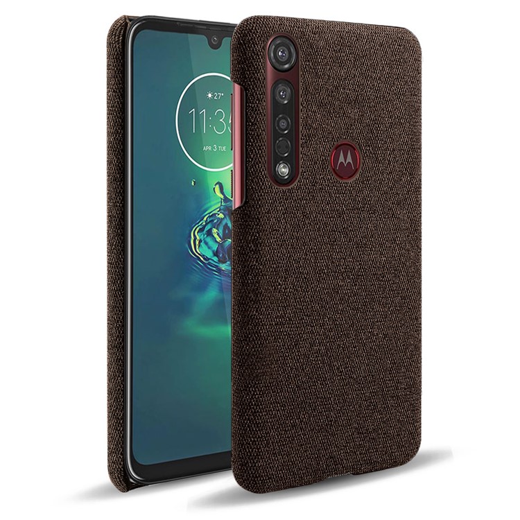KSQ Pure Color Cloth + PC Mobile Phone Case Cover for Motorola Moto G8 Plus - Coffee-1