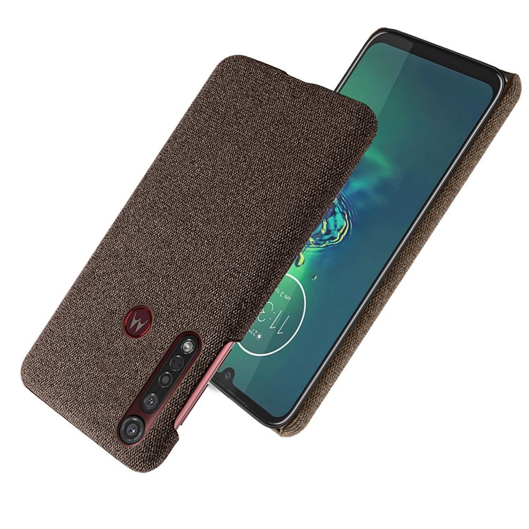 KSQ Pure Color Cloth + PC Mobile Phone Case Cover for Motorola Moto G8 Plus - Coffee-2