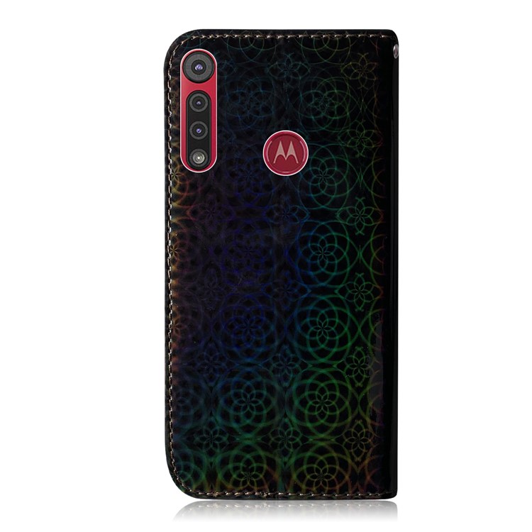Dazzling Pure Color Leather Wallet Stand Cell Phone Case for Motorola Motorola Moto G8 Play/One Macro - Black-3