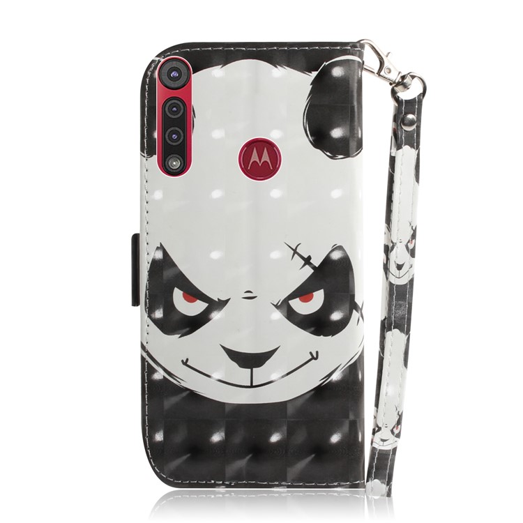 Pattern Printing Light Spot Decor Leather Wallet Stand Case for Motorola One Macro / Moto G8 Play - Panda Pattern-3